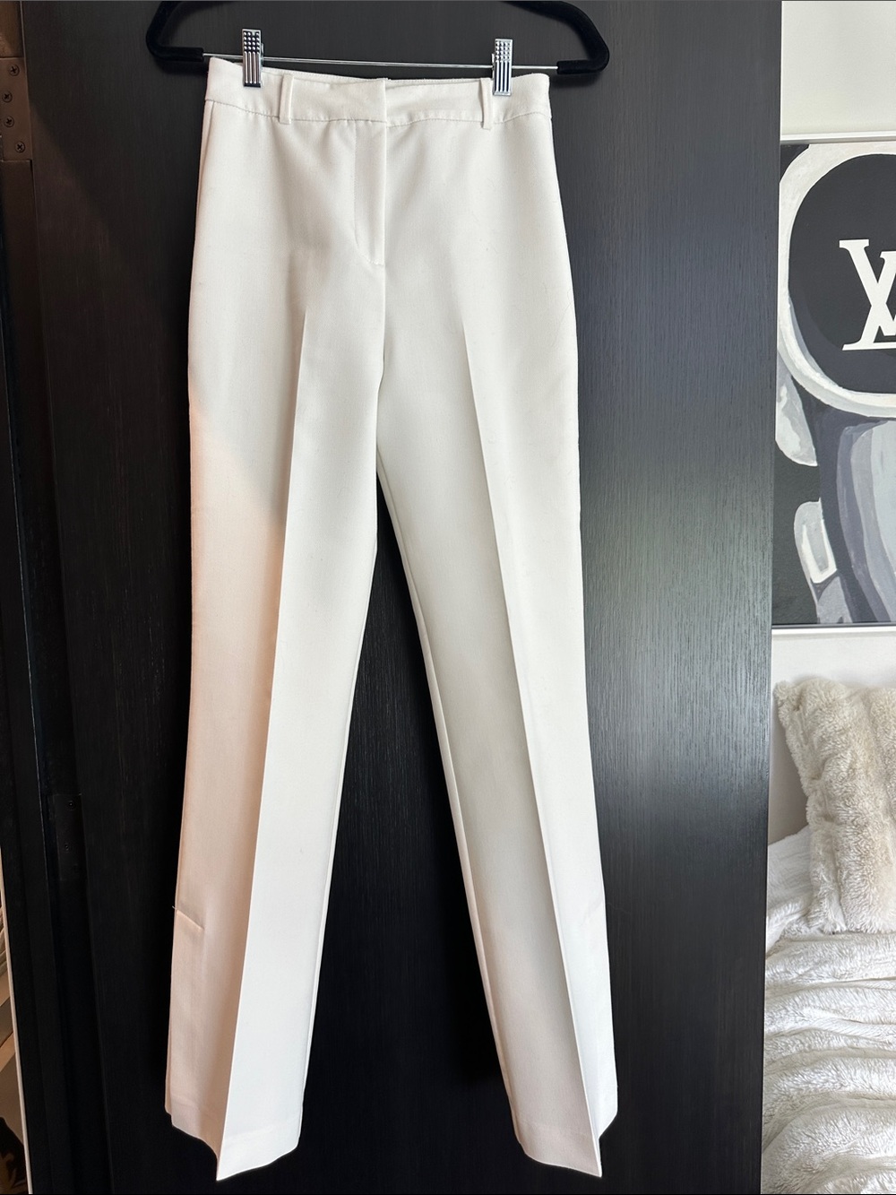 Zara Ivory Dress Slacks Side Slit Ankle, XS